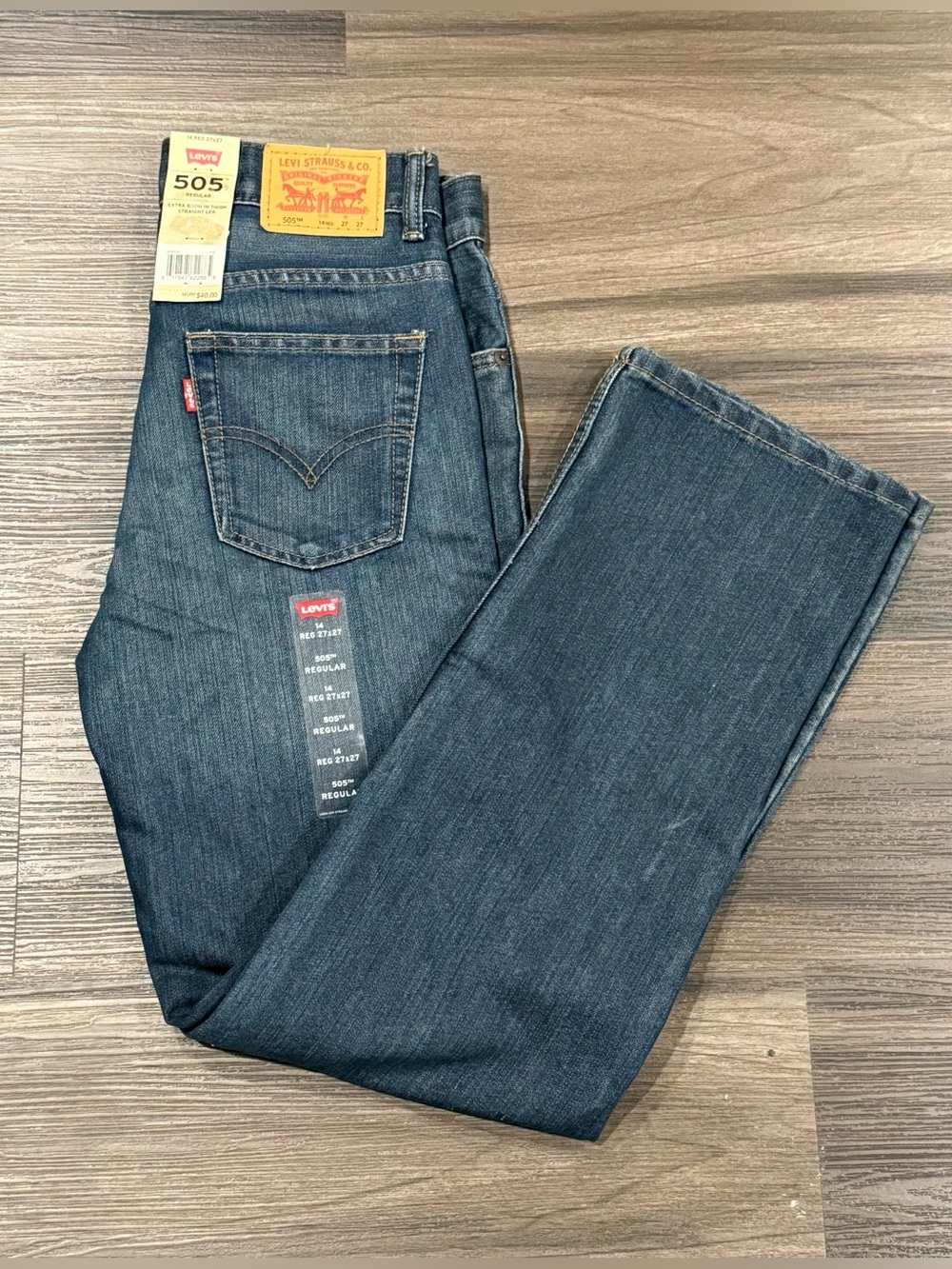 Levi’s 505 Regular Boys Jeans Size 14 27x27 Straight Leg NWT
